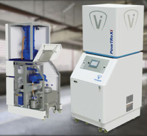 Cutaway view of Volkmann PowTReX metal powder transfer recovery system for 3D printers