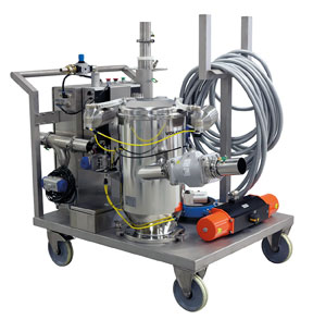 Mobile INEX pneumatic vacuum conveying system by Volkmann for inert material transfer