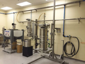 Volkmann test laboratory in Bristol, PA features full size, fully operating bulk material handling equipment